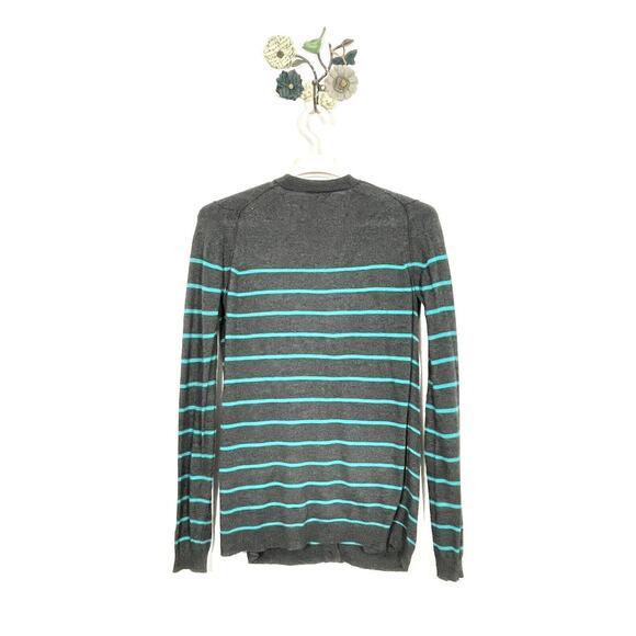 Theory Lonnie S Cashcotton Gray Apollo Stripe Cashmere Blend Cardigan Large - Picture 7 of 11